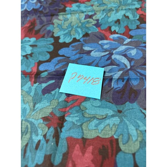 Floral Fabric 14"x33" Vibrant Blue & Red Design for Sewing & Crafts - Picture 4 of 4